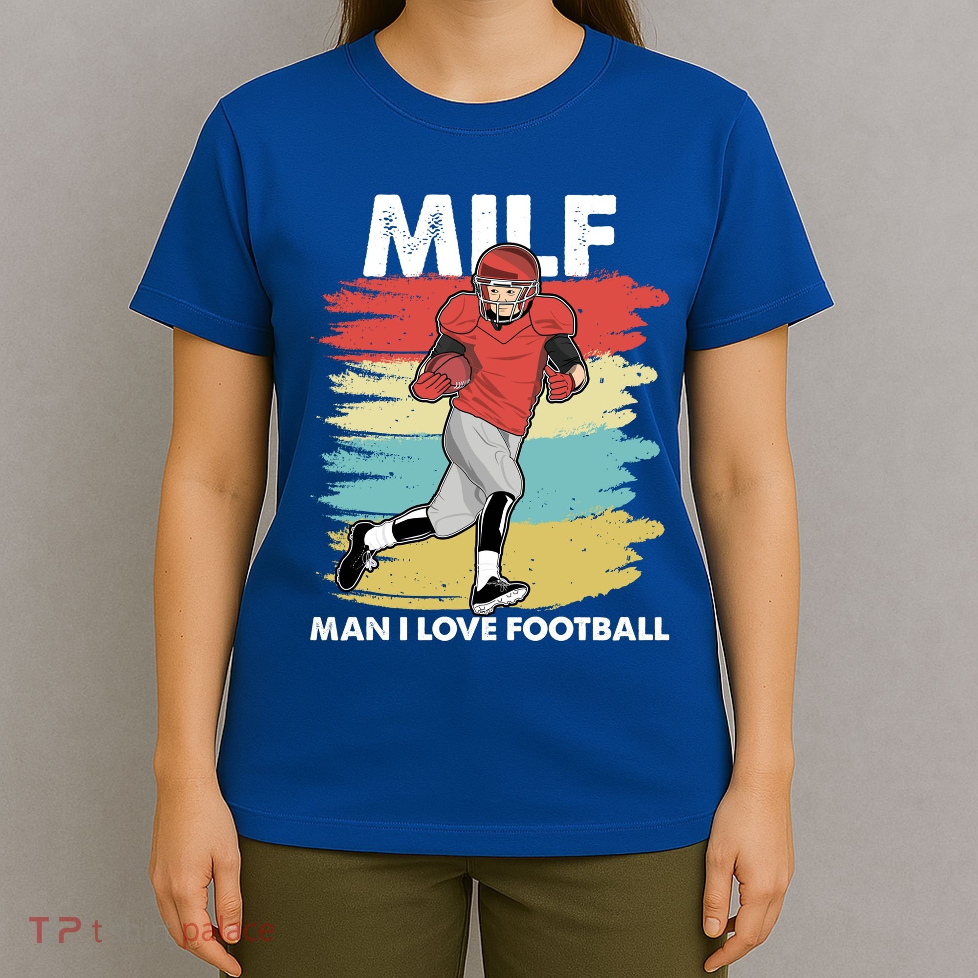 Milf I Love Football Funny Retro American Football Fun Great Gift T-Shirt