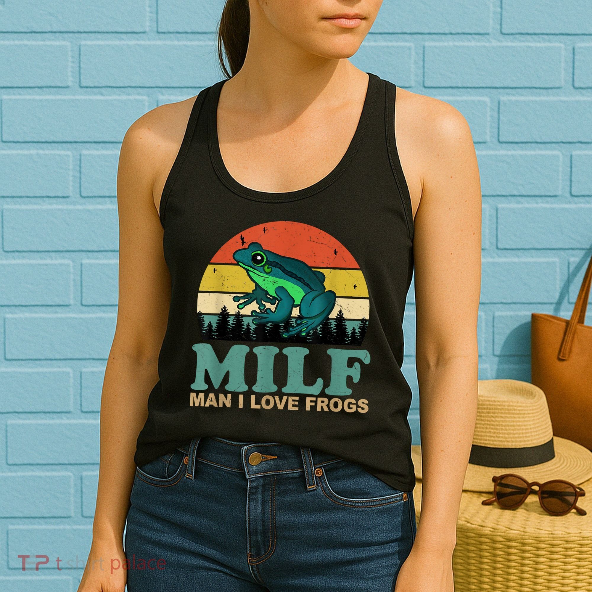 MILFMan I Love Frogs Funny Saying Frog Amphibian Lovers Women's Tank Top