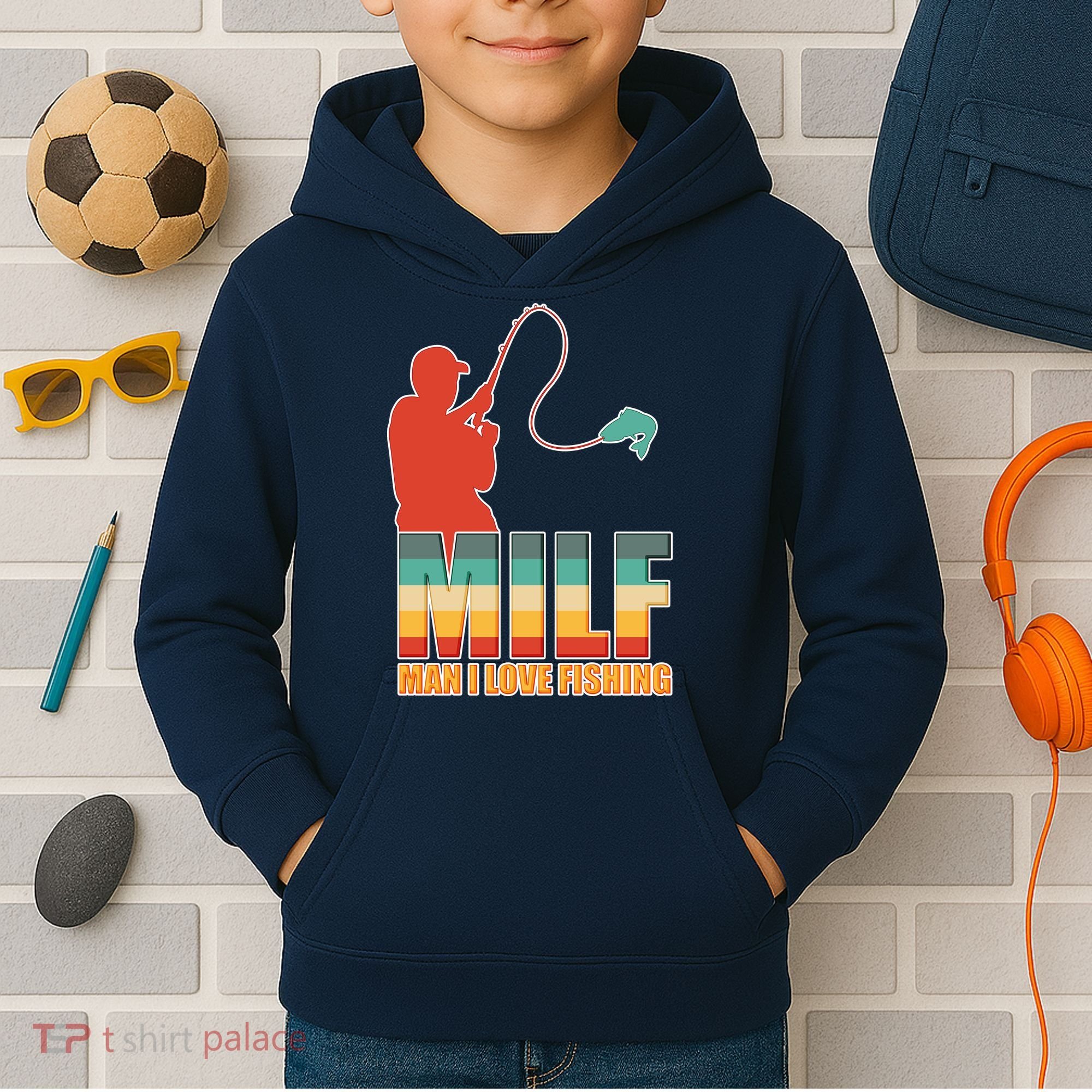 MILF Man I Love Fishing Kids Hoodie