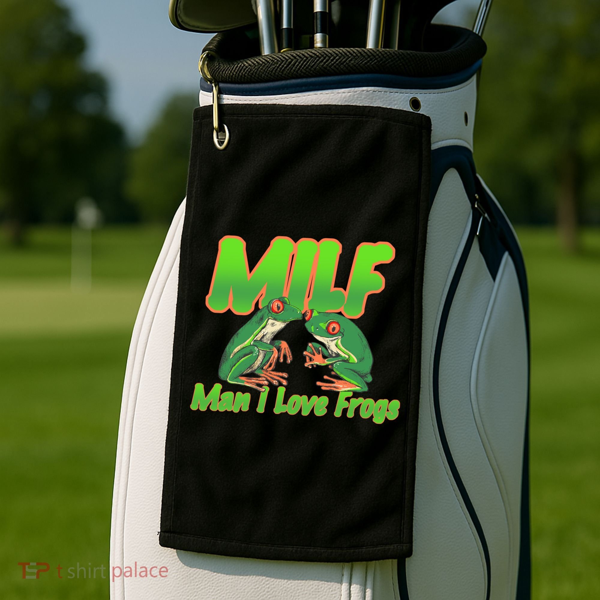 Milf Man I Love Frogs Funny Golf Towel