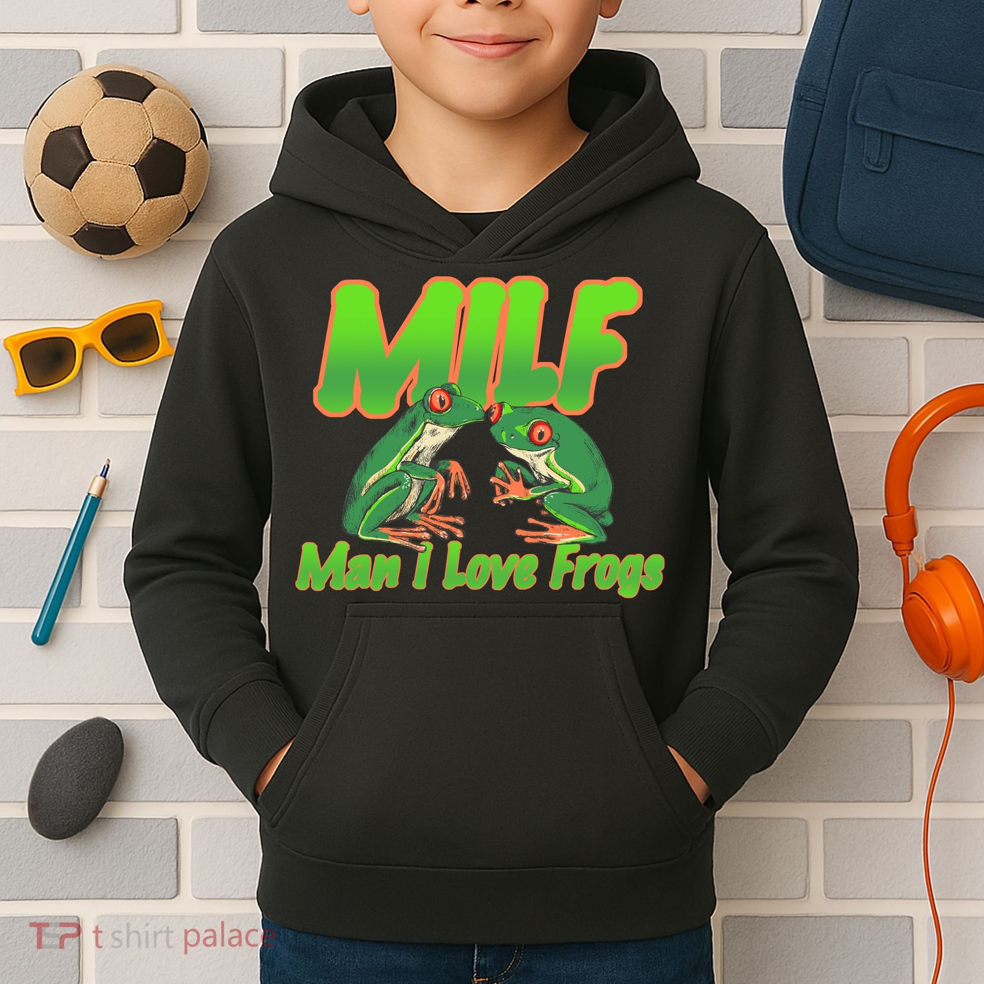 Milf Man I Love Frogs Funny Kids Hoodie