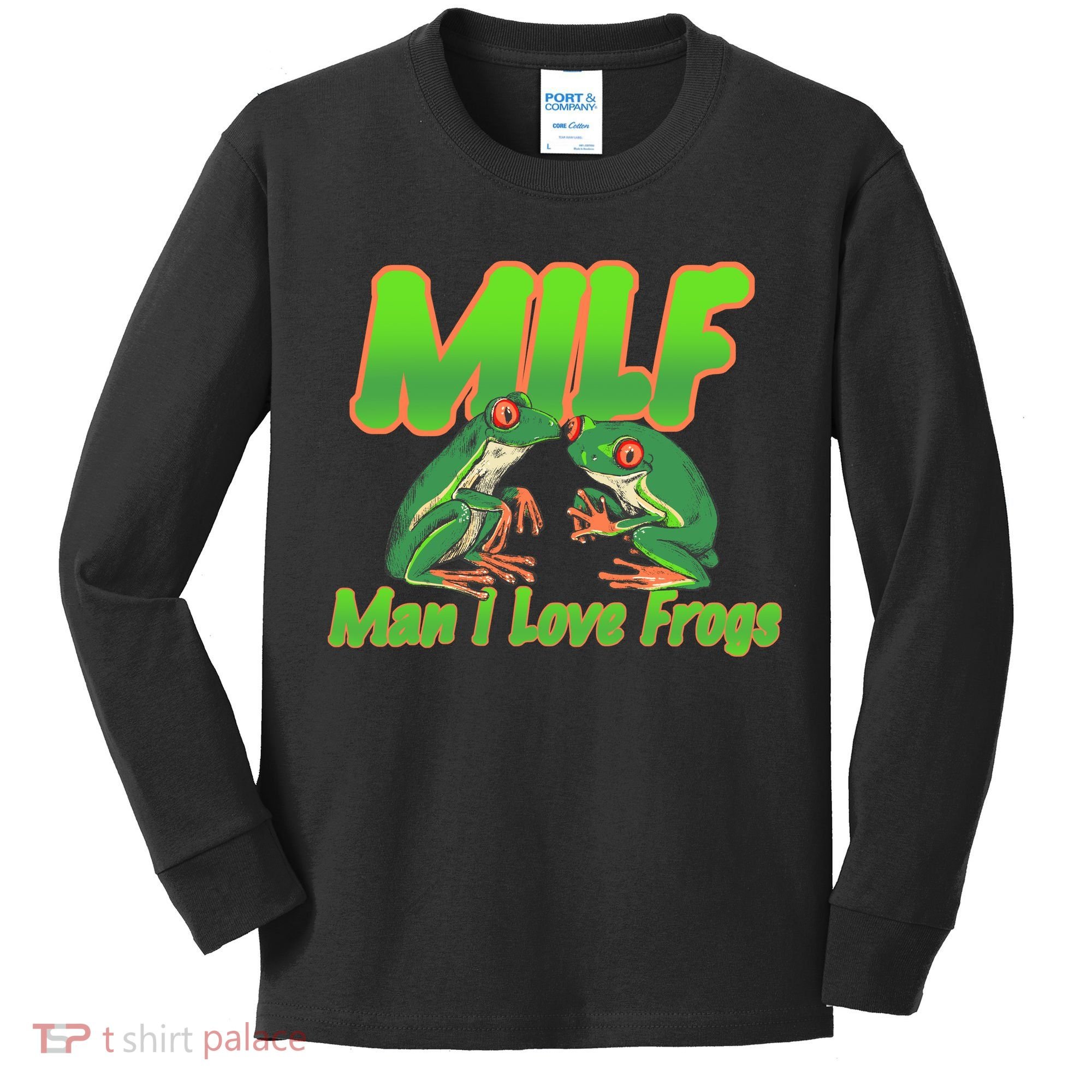 Milf Man I Love Frogs Funny Kids Long Sleeve Shirt