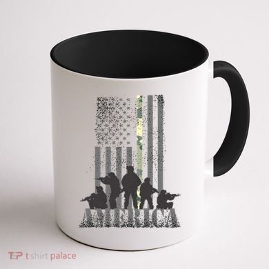Military American Veteran Flag USA  Coffee Mug back