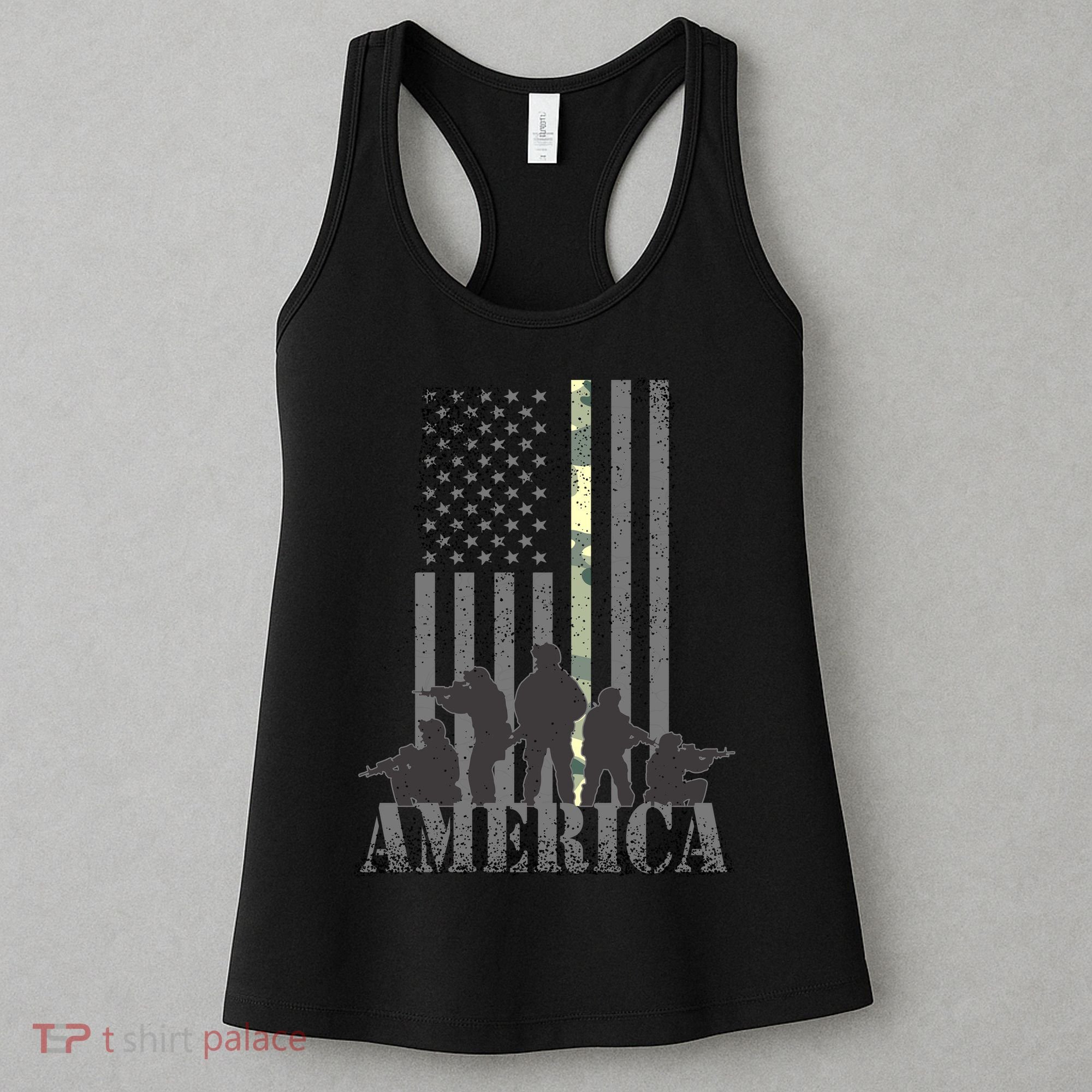 Military American Veteran Flag USA  Women's Tank Top