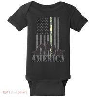 Military American Veteran Flag USA  Baby Bodysuit thumb 0
