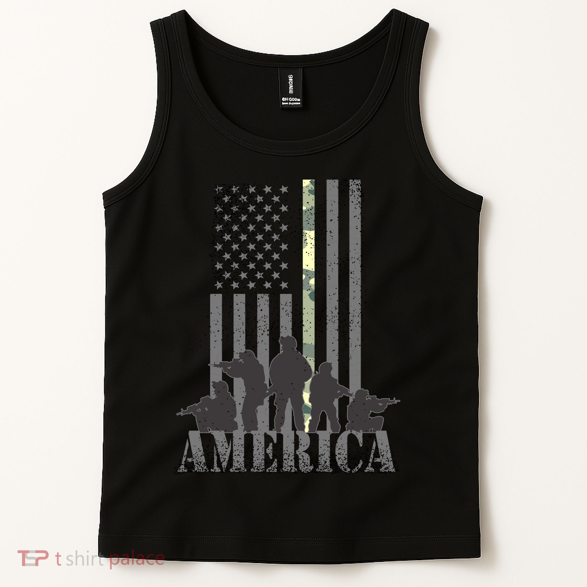 Military American Veteran Flag USA  Tank Top