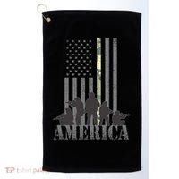 Military American Veteran Flag USA  Golf Towel thumb 0