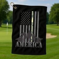 Military American Veteran Flag USA  Golf Towel thumb 1