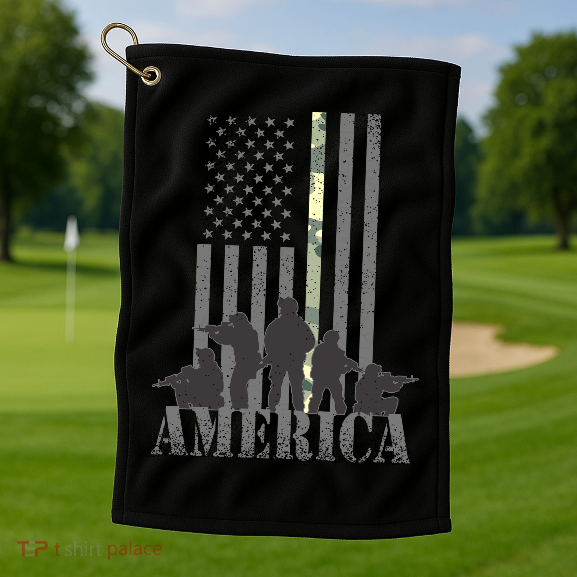 Military American Veteran Flag USA  Golf Towel