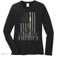 Military American Veteran Flag USA  Women's Long Sleeve Shirt thumb 0