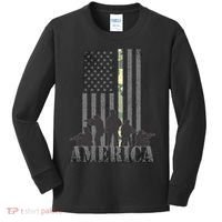 Military American Veteran Flag USA  Kids Long Sleeve Shirt thumb 0