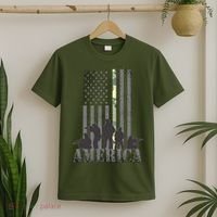 Military American Veteran Flag USA  T-Shirt thumb 2
