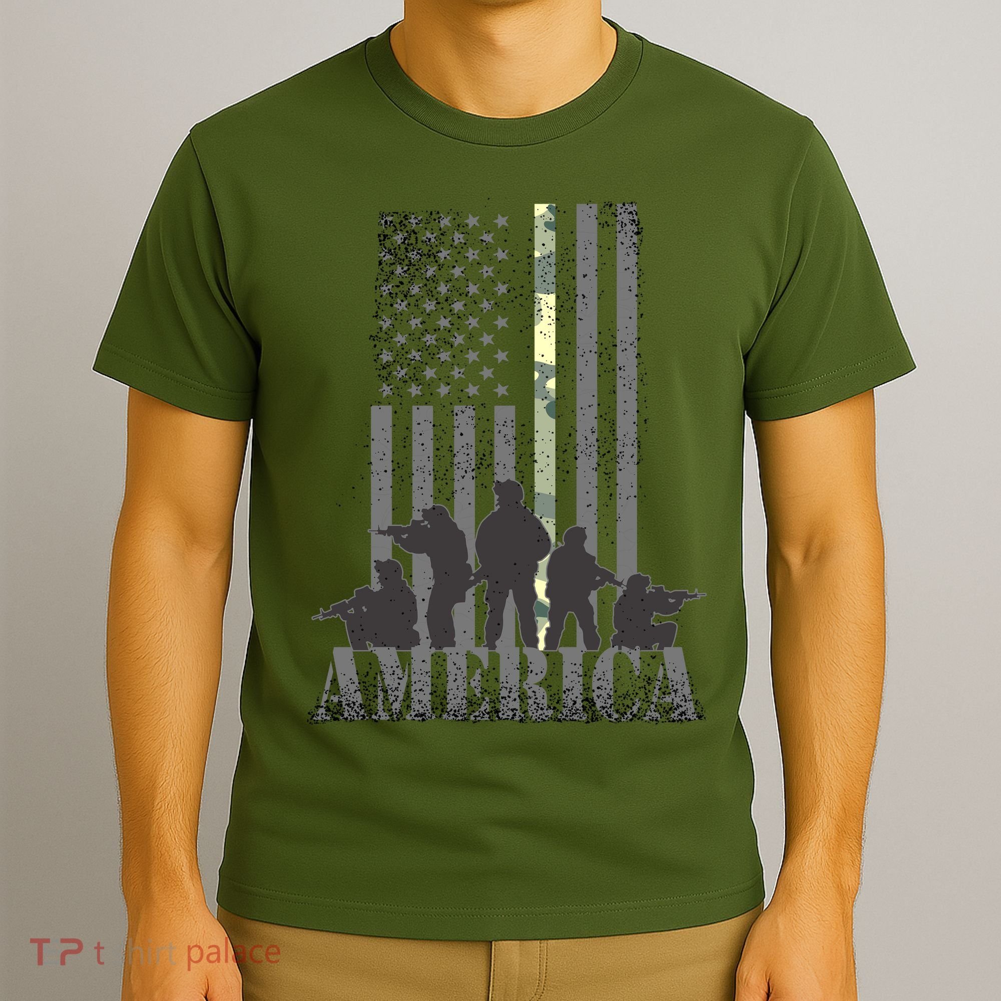 Military American Veteran Flag USA  T-Shirt