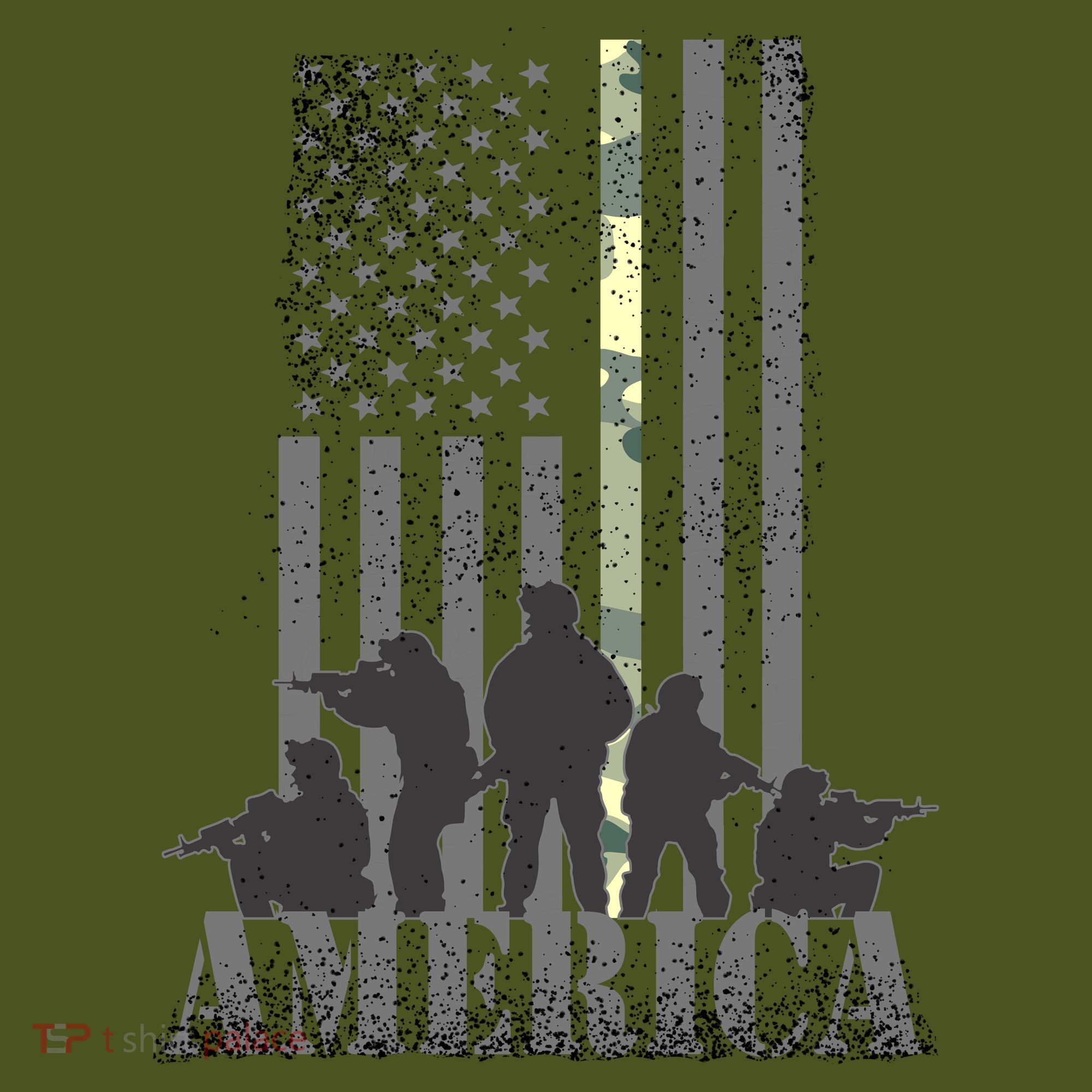 Military American Veteran Flag USA  T-Shirt