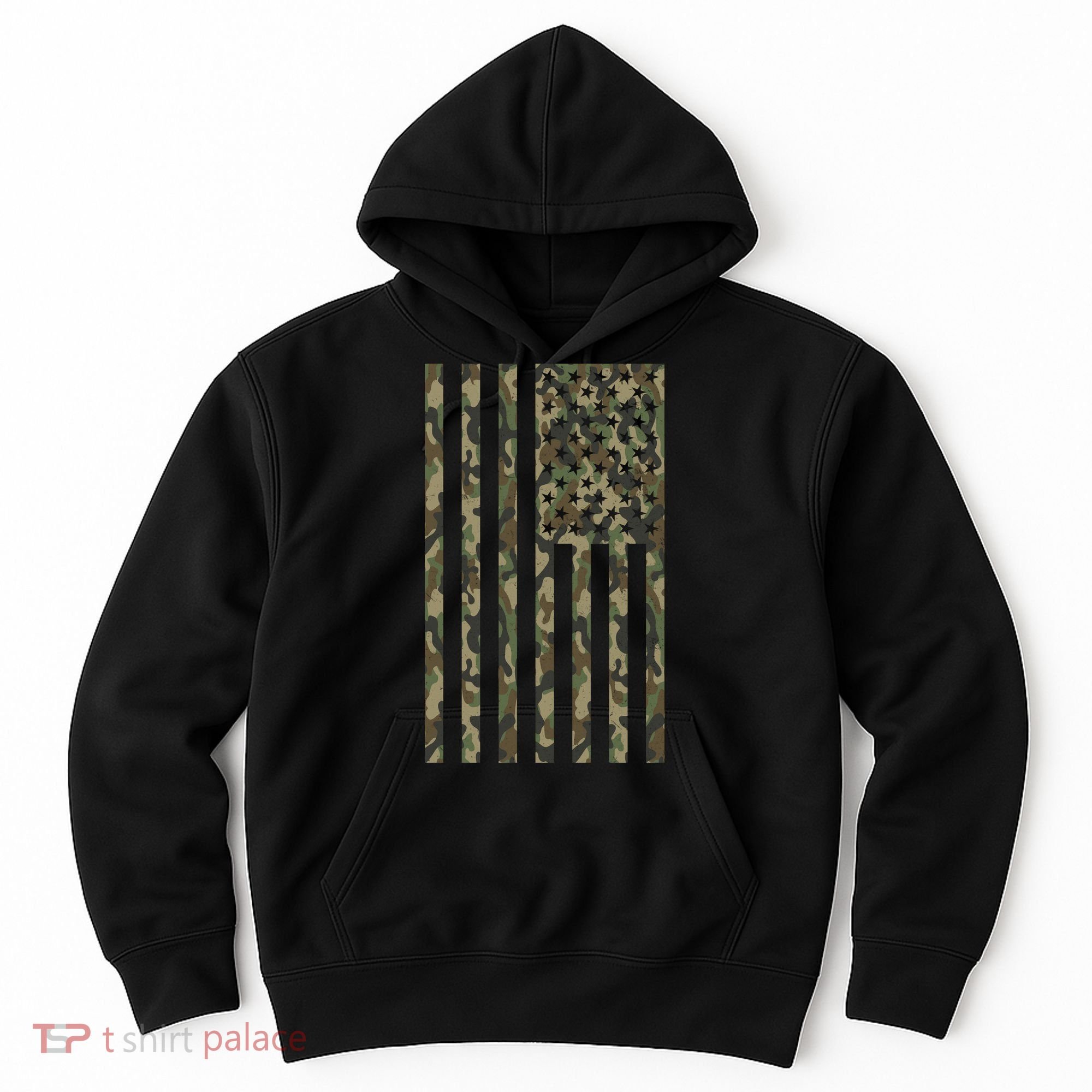 Military Camouflage USA American Flag Hoodie