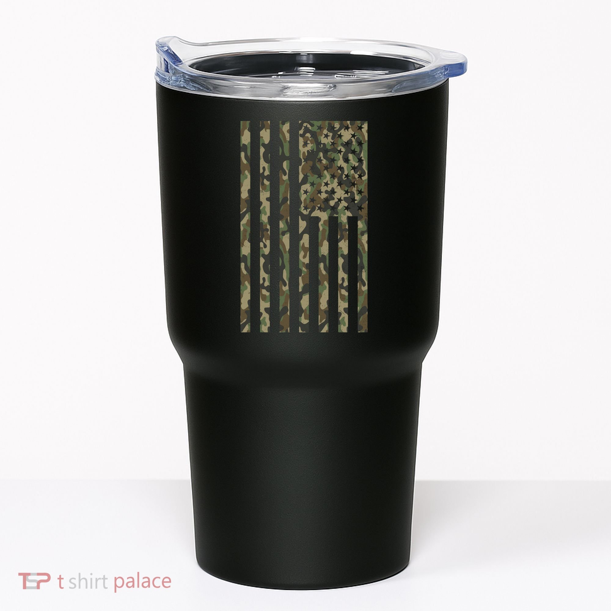 Military Camouflage USA American Flag Tumbler