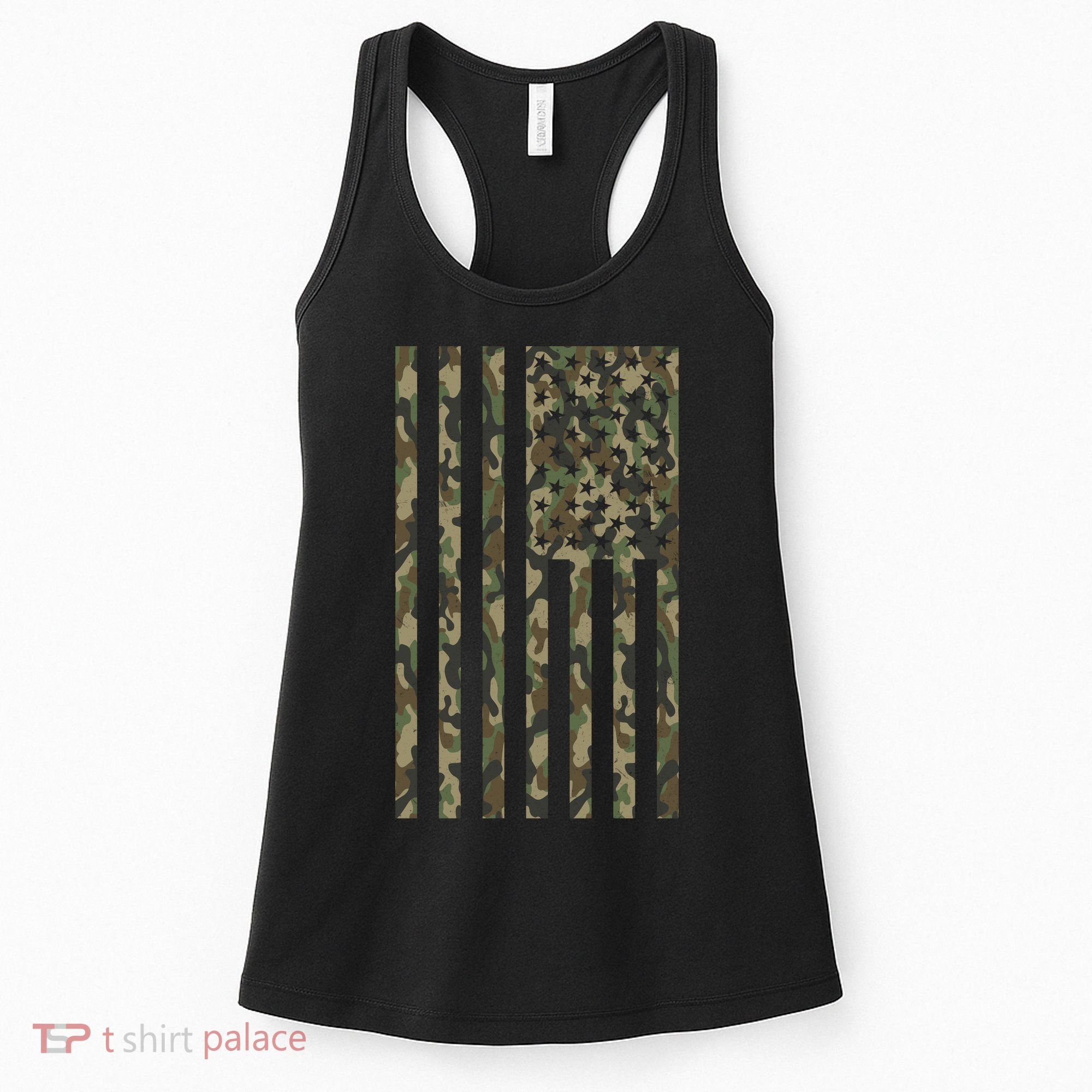 Military Camouflage USA American Flag Women's Tank Top