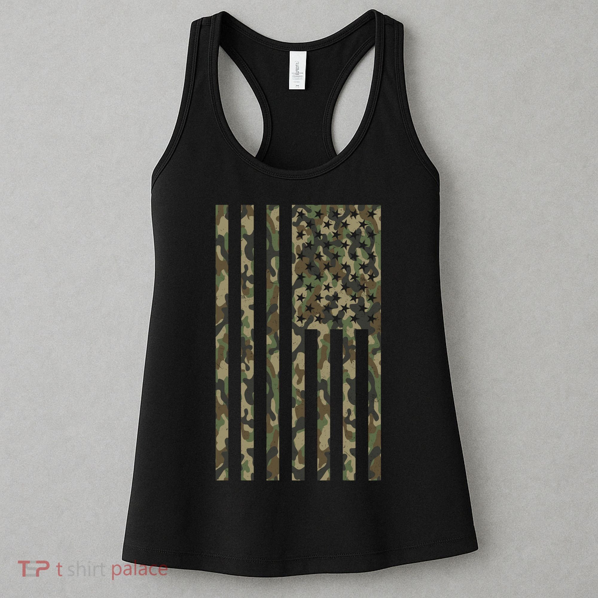 Military Camouflage USA American Flag Women's Tank Top