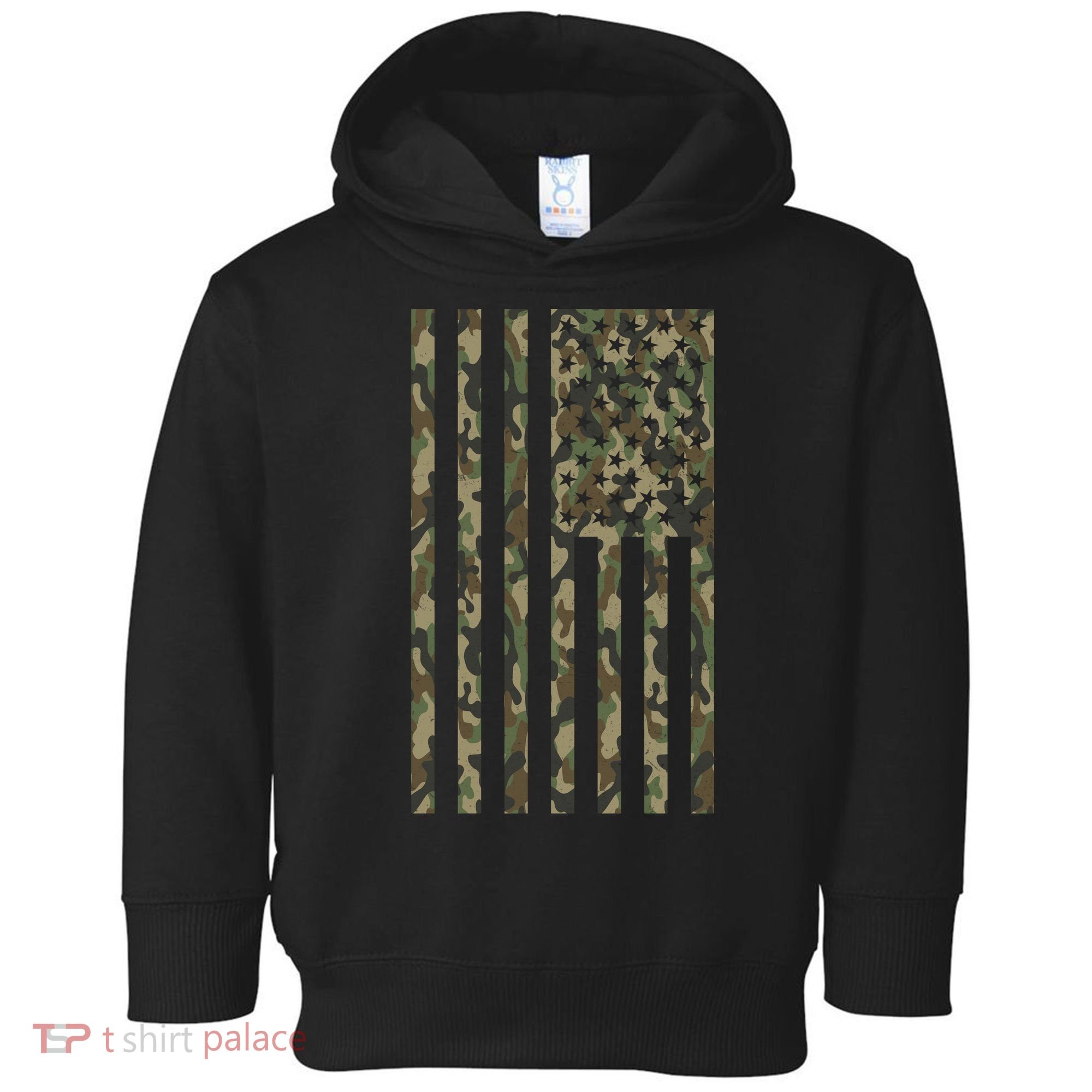 Military Camouflage USA American Flag Toddler Hoodie