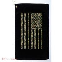 Military Camouflage USA American Flag Golf Towel thumb 0