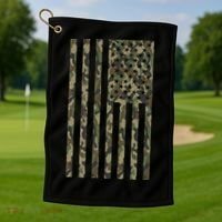 Military Camouflage USA American Flag Golf Towel thumb 1