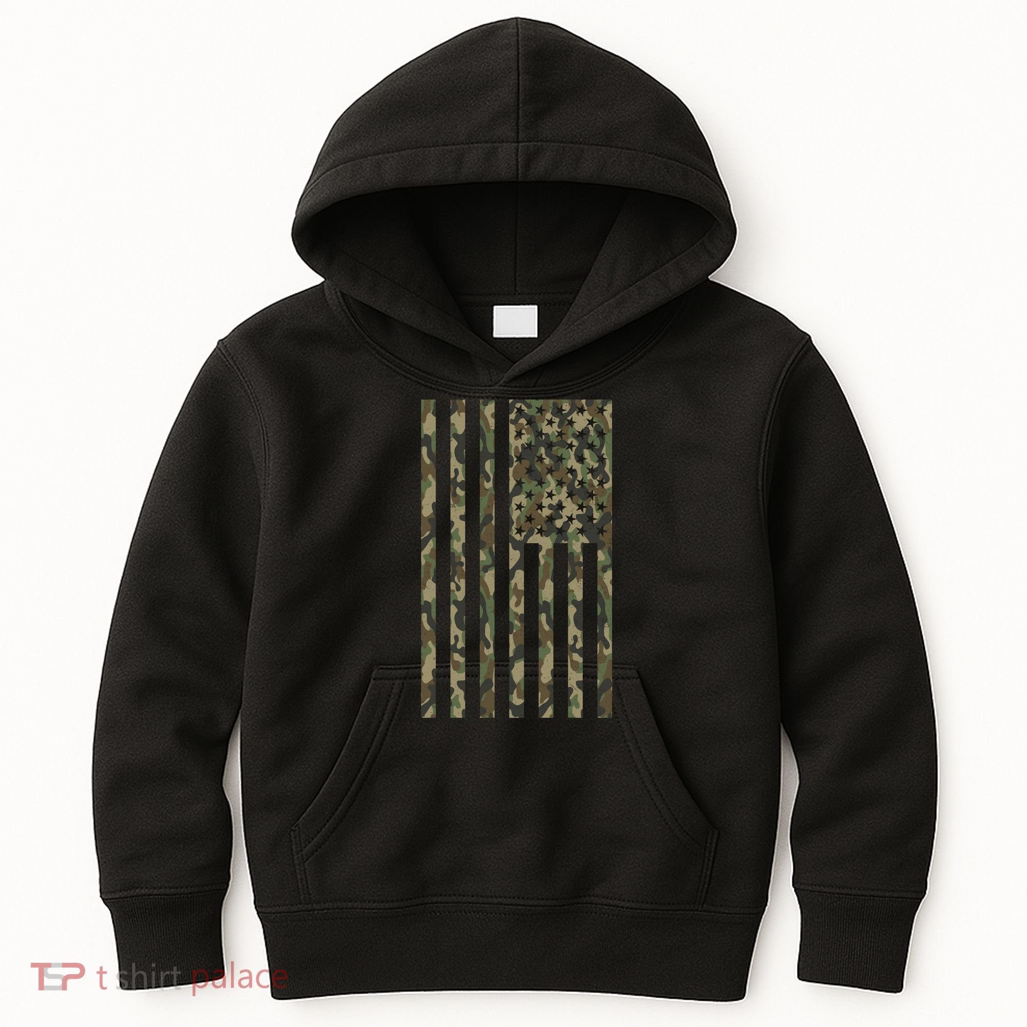 Military Camouflage USA American Flag Kids Hoodie