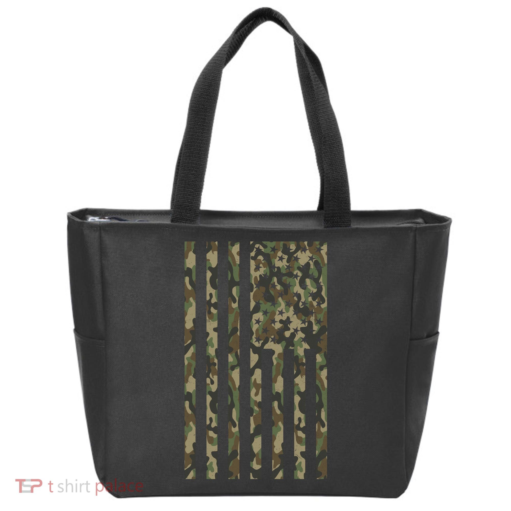 Military Camouflage USA American Flag Tote Bag