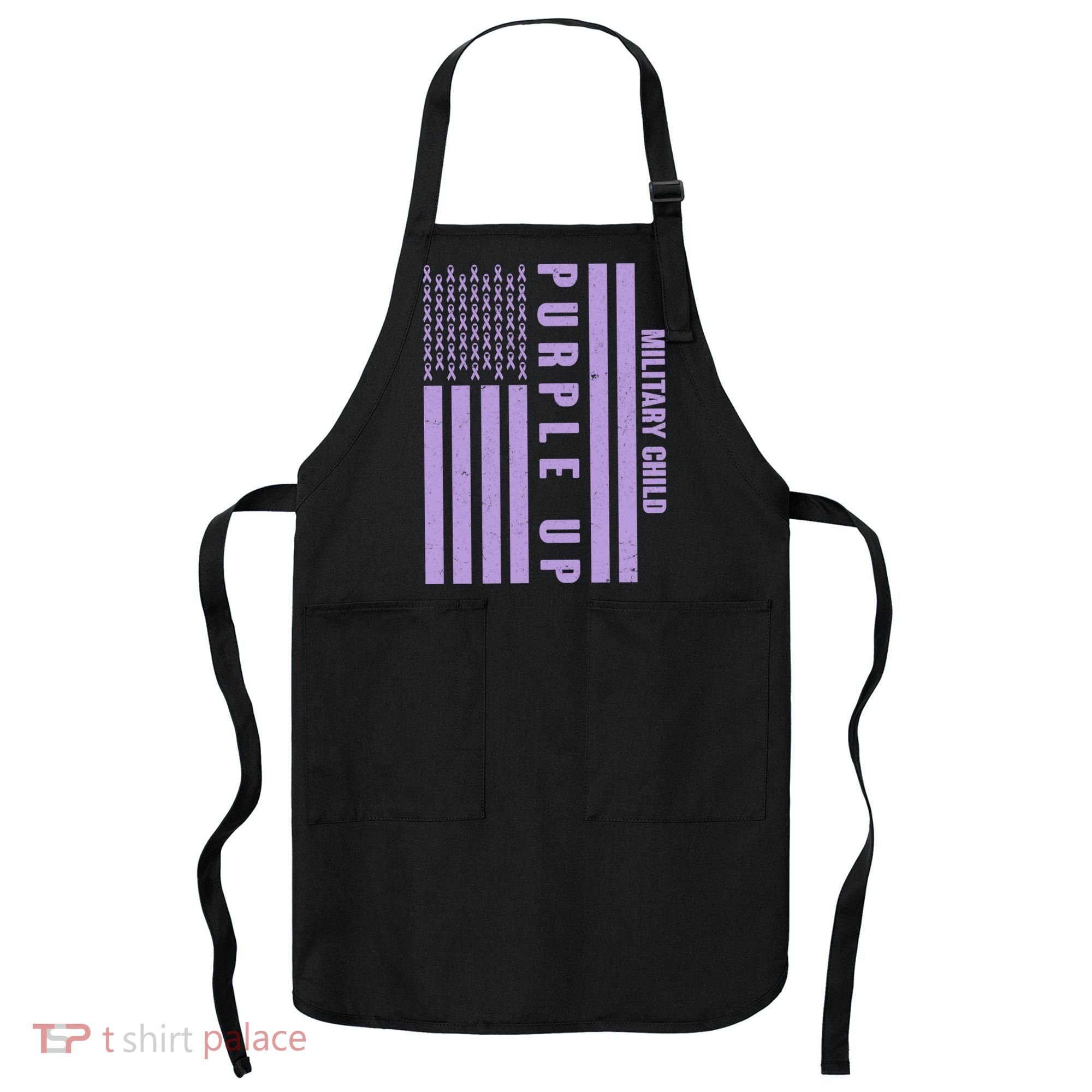 Military Child Purple UP US American Flag Apron