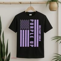 Military Child Purple UP US American Flag T-Shirt thumb 2