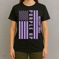 Military Child Purple UP US American Flag T-Shirt thumb 4