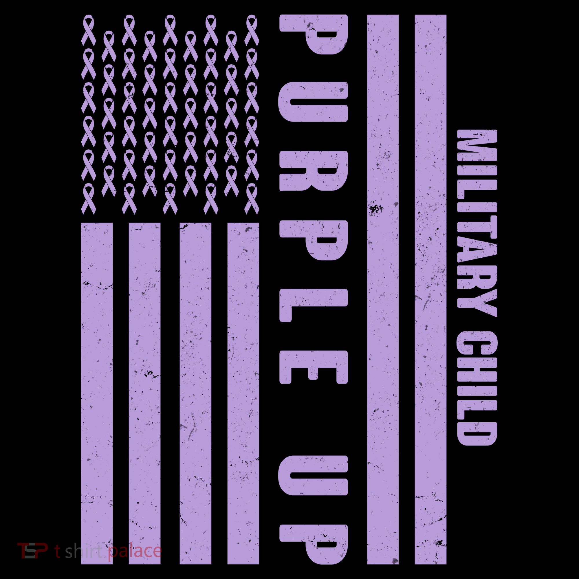 Military Child Purple UP US American Flag T-Shirt