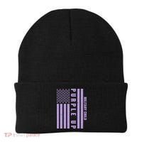 Military Child Purple UP US American Flag Beanie thumb 0