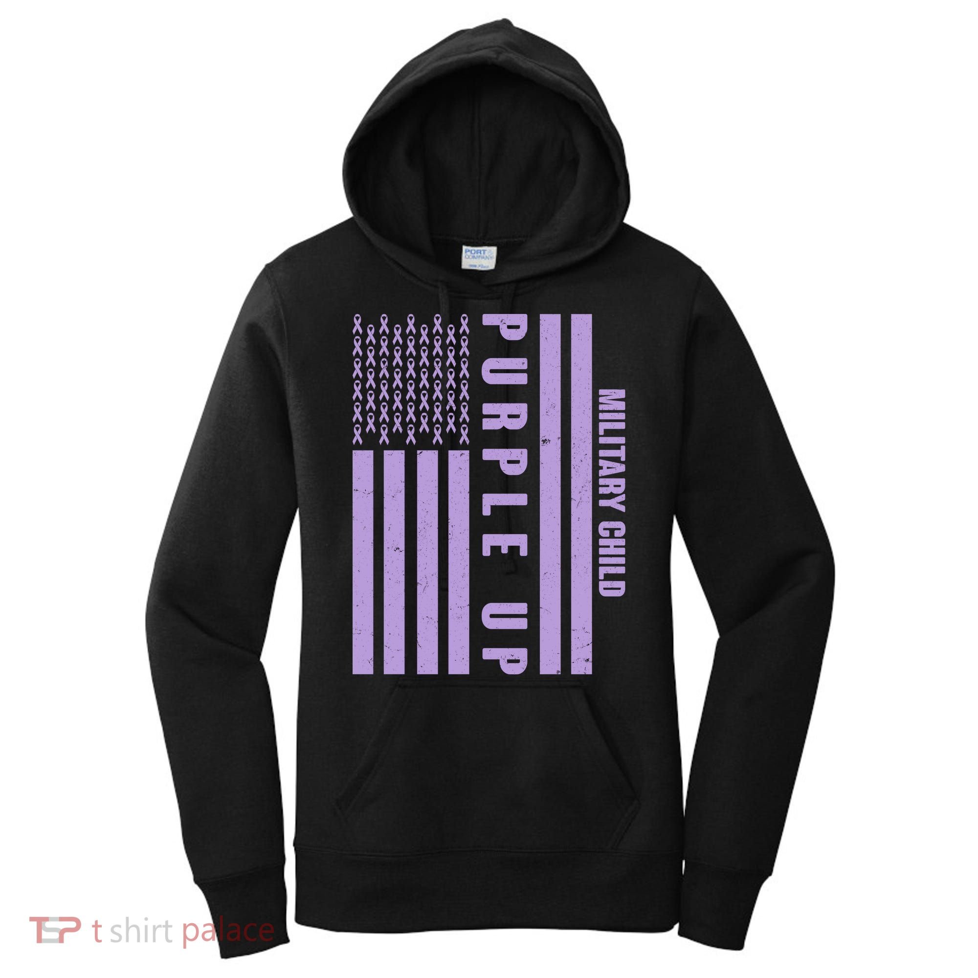 Military Child Purple UP US American Flag Women's Hoodie