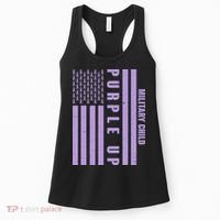 Military Child Purple UP US American Flag Women's Tank Top thumb 0