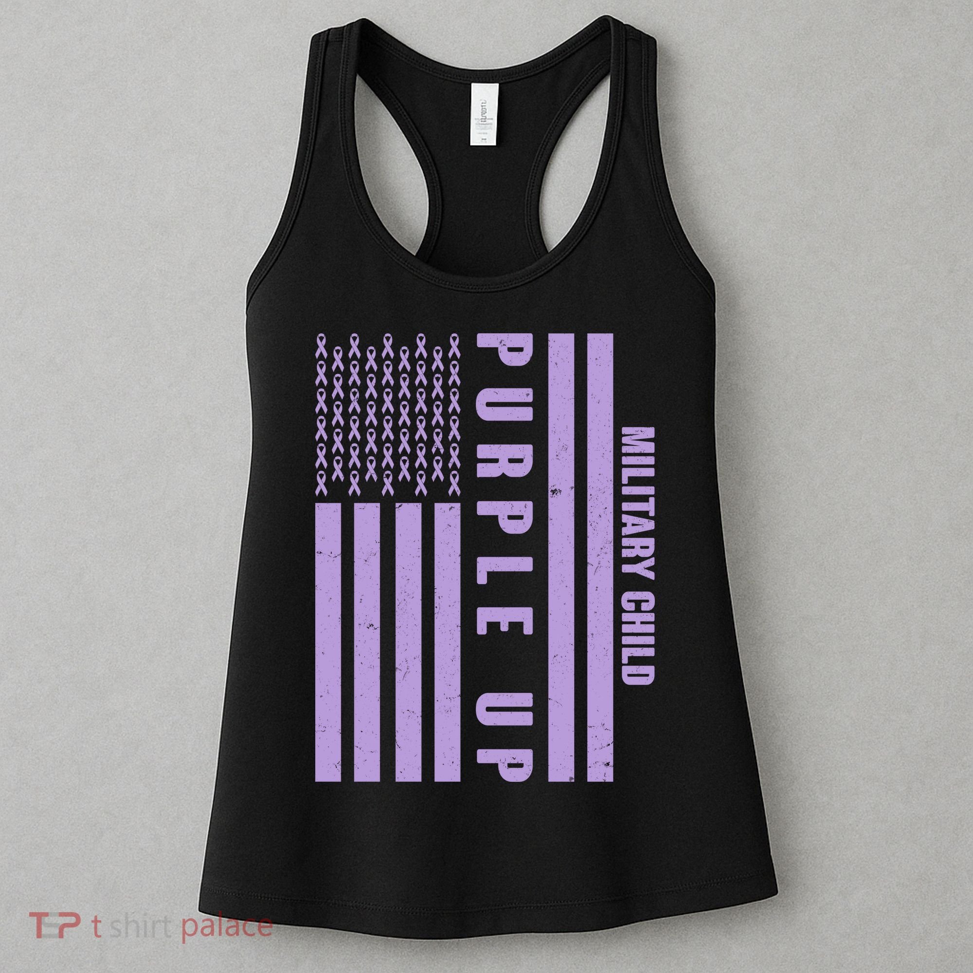 Military Child Purple UP US American Flag Women's Tank Top