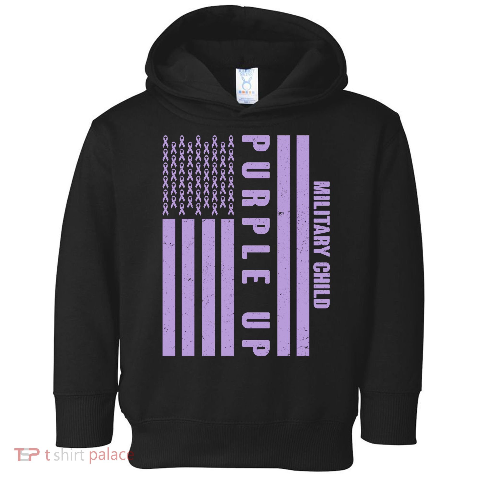 Military Child Purple UP US American Flag Toddler Hoodie