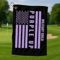 Military Child Purple UP US American Flag Golf Towel thumb 1
