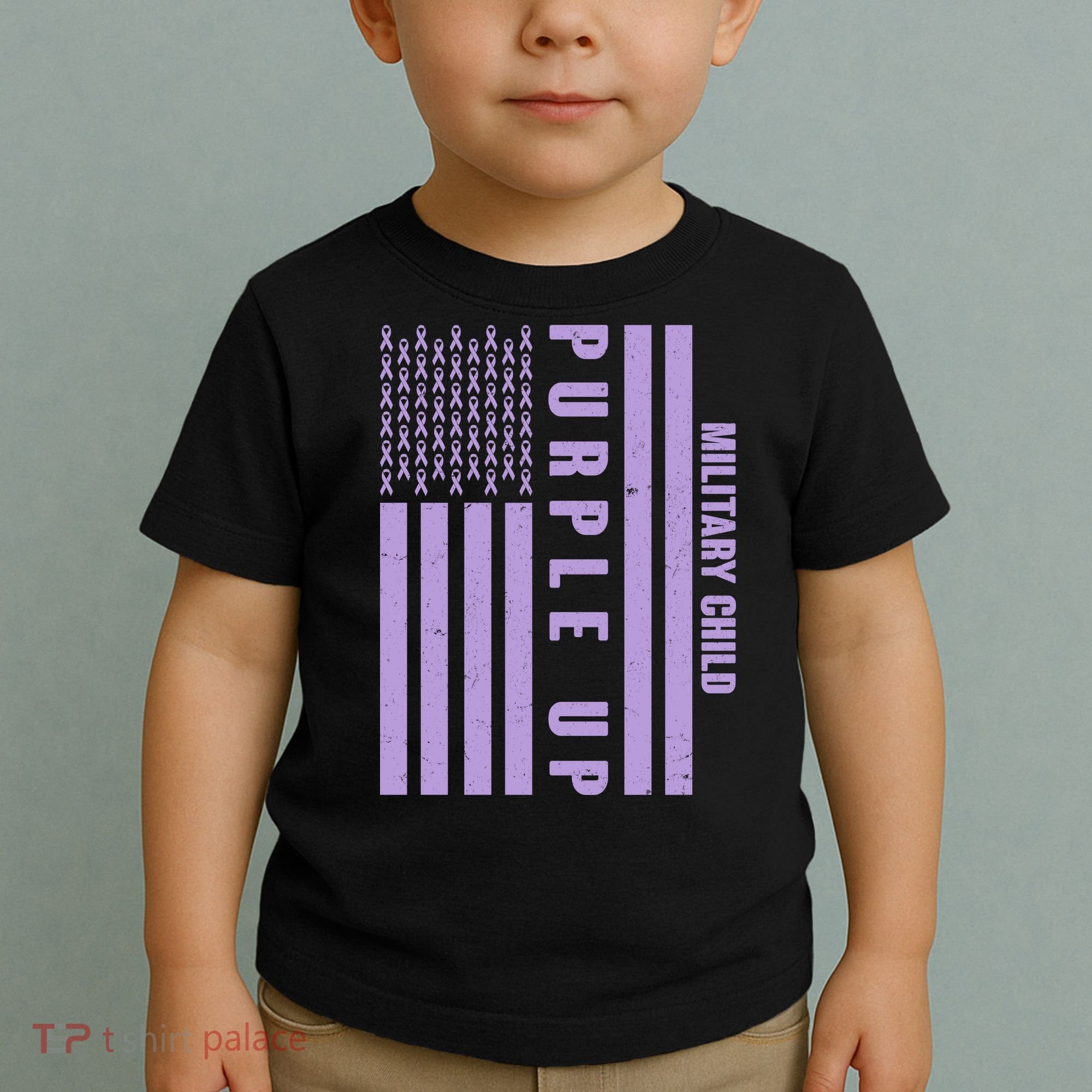 Military Child Purple UP US American Flag Toddler T-Shirt