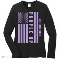 Military Child Purple UP US American Flag Women's Long Sleeve Shirt thumb 0