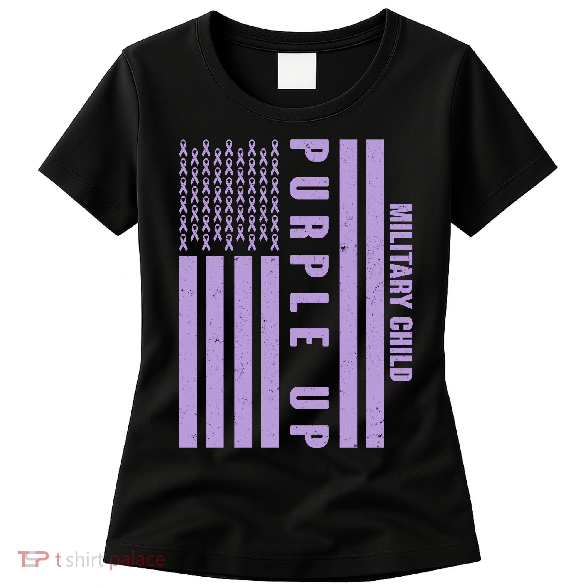 Military Child Purple UP US American Flag Women's T-Shirt