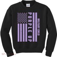 Military Child Purple UP US American Flag Kids Sweatshirt thumb 0