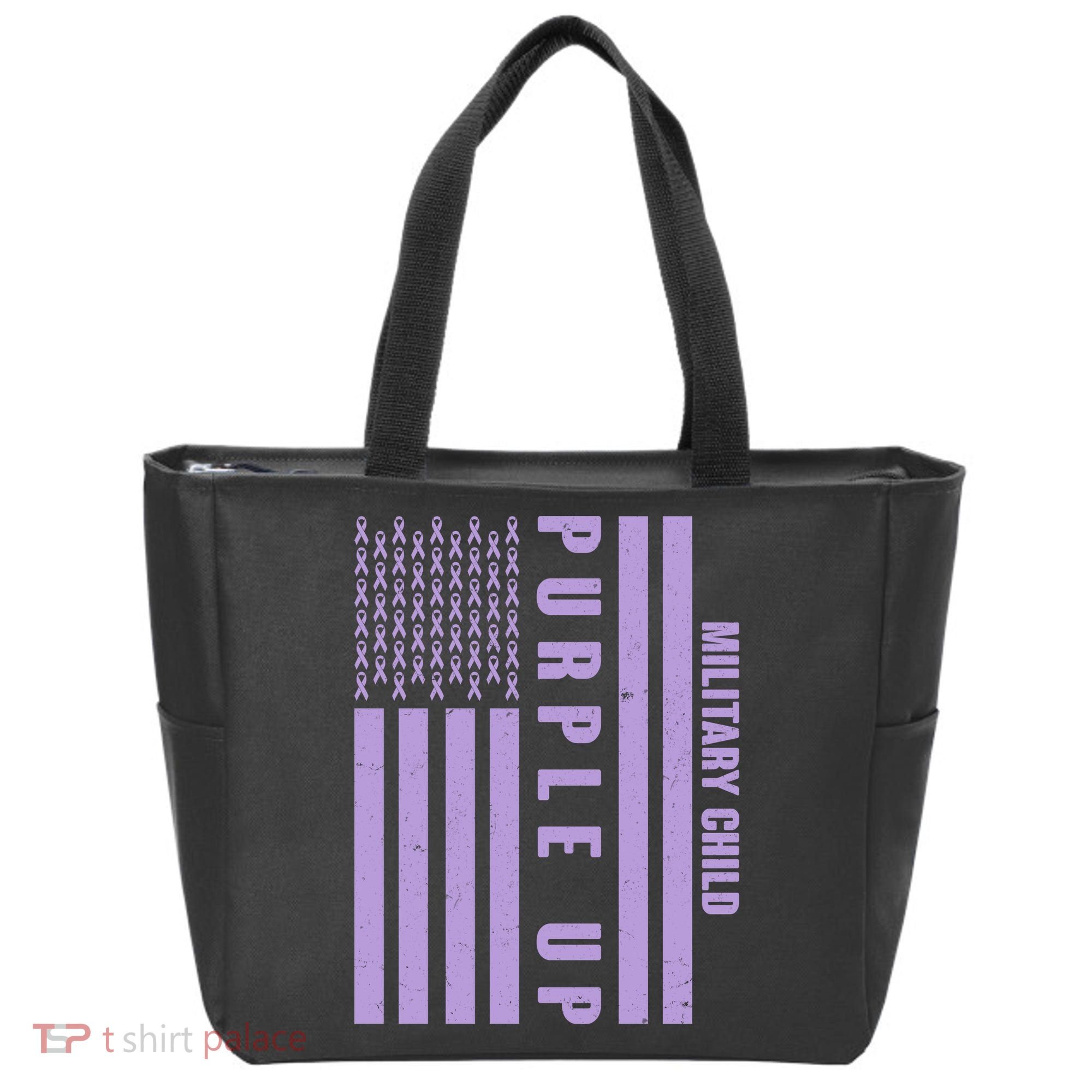 Military Child Purple UP US American Flag Tote Bag