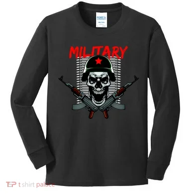 Military Skeleton Kids Long Sleeve Shirt