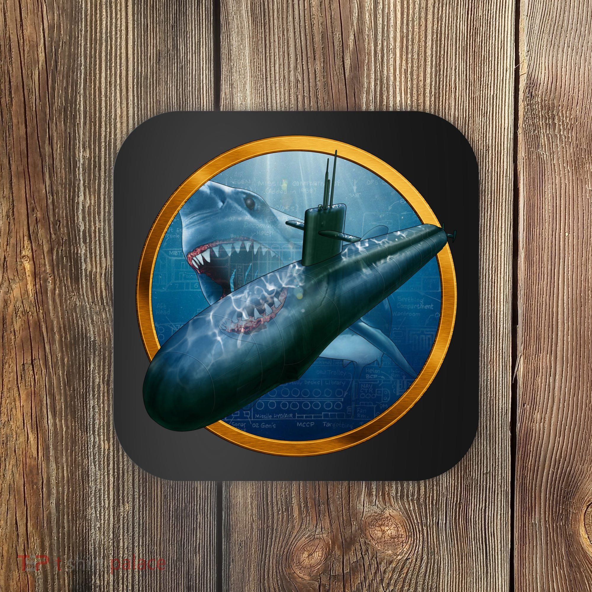 Military Submarine Shark Coaster