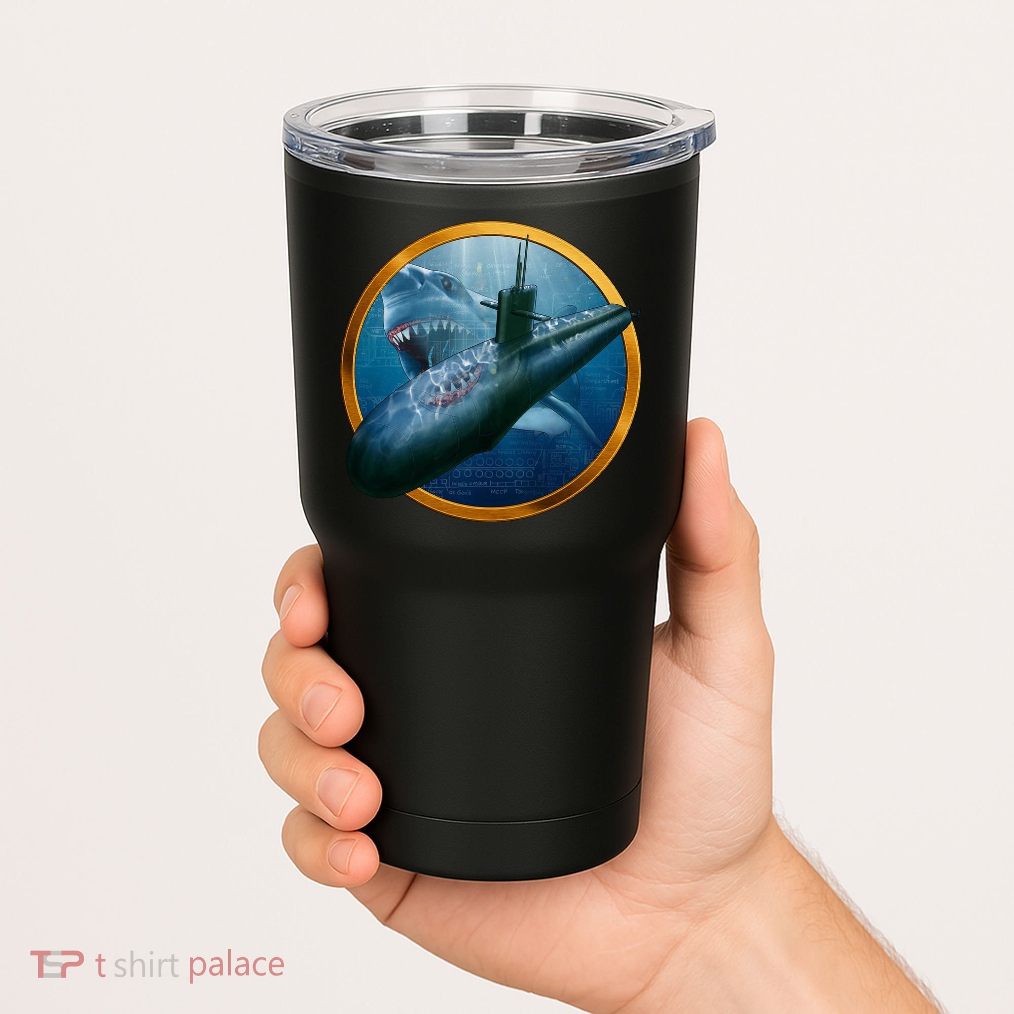 Military Submarine Shark Tumbler
