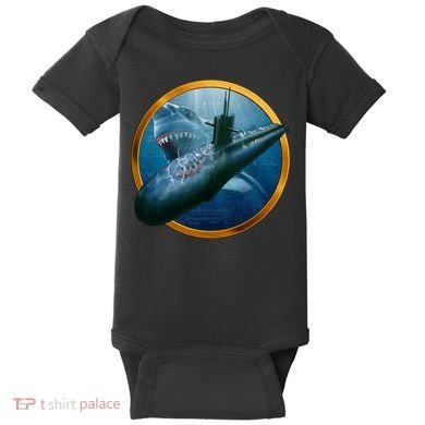 Military Submarine Shark Baby Bodysuit