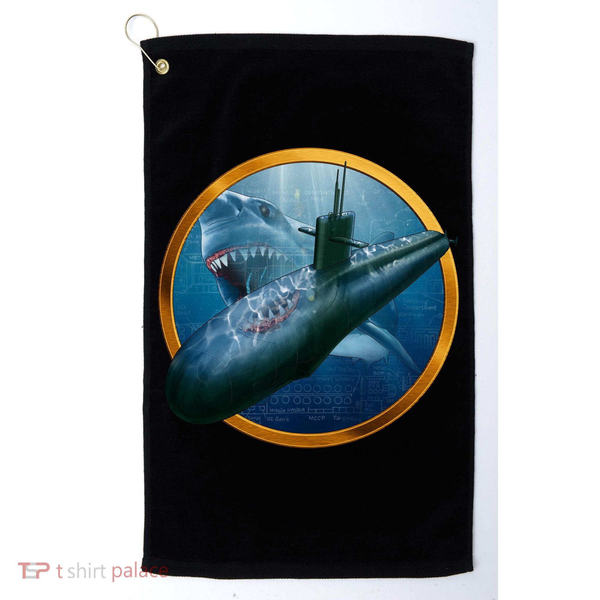 Military Submarine Shark Golf Towel