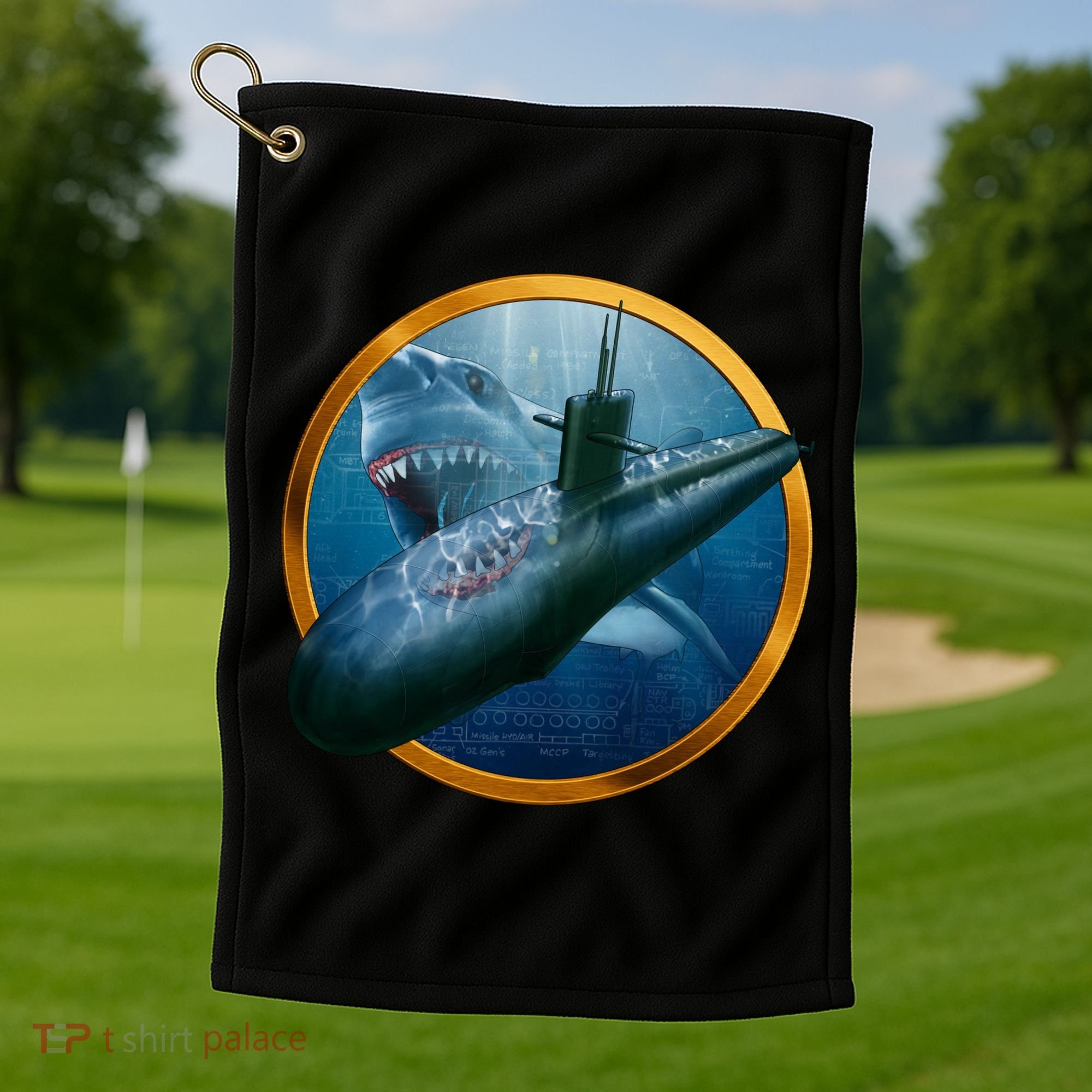 Military Submarine Shark Golf Towel