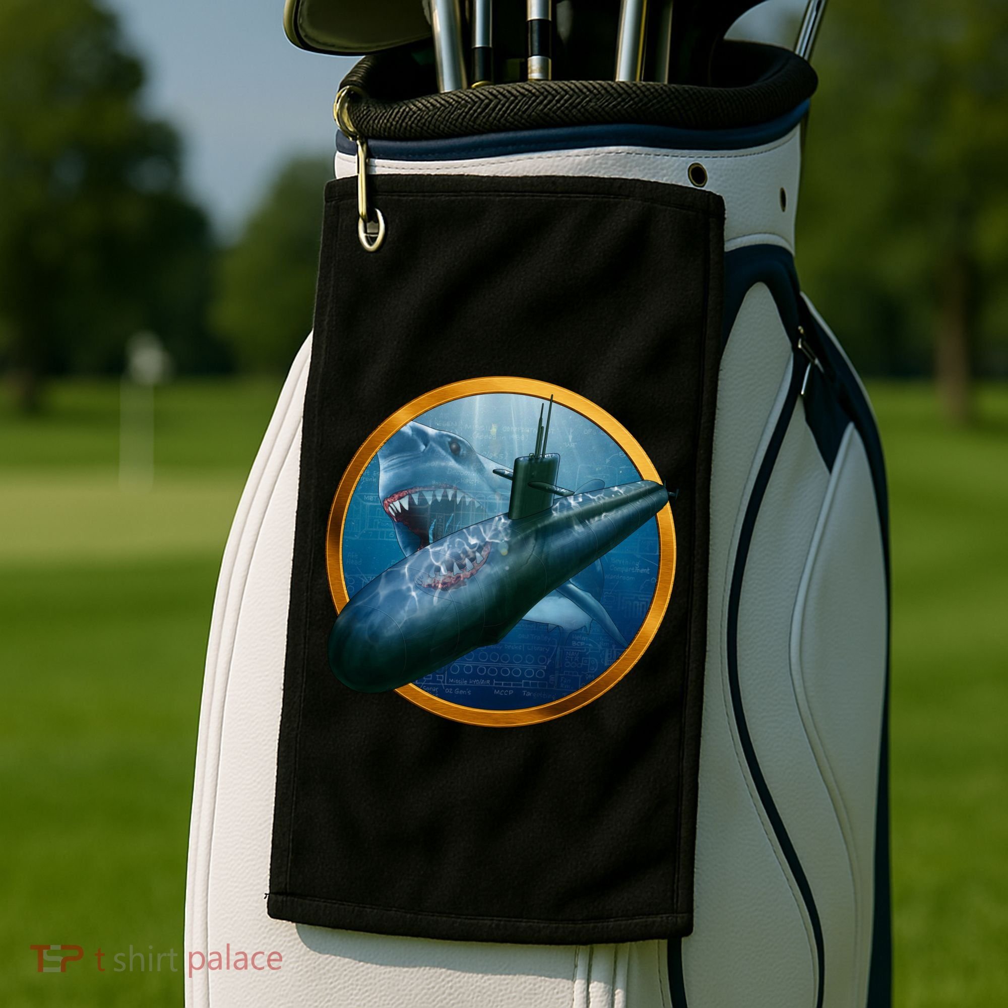 Military Submarine Shark Golf Towel