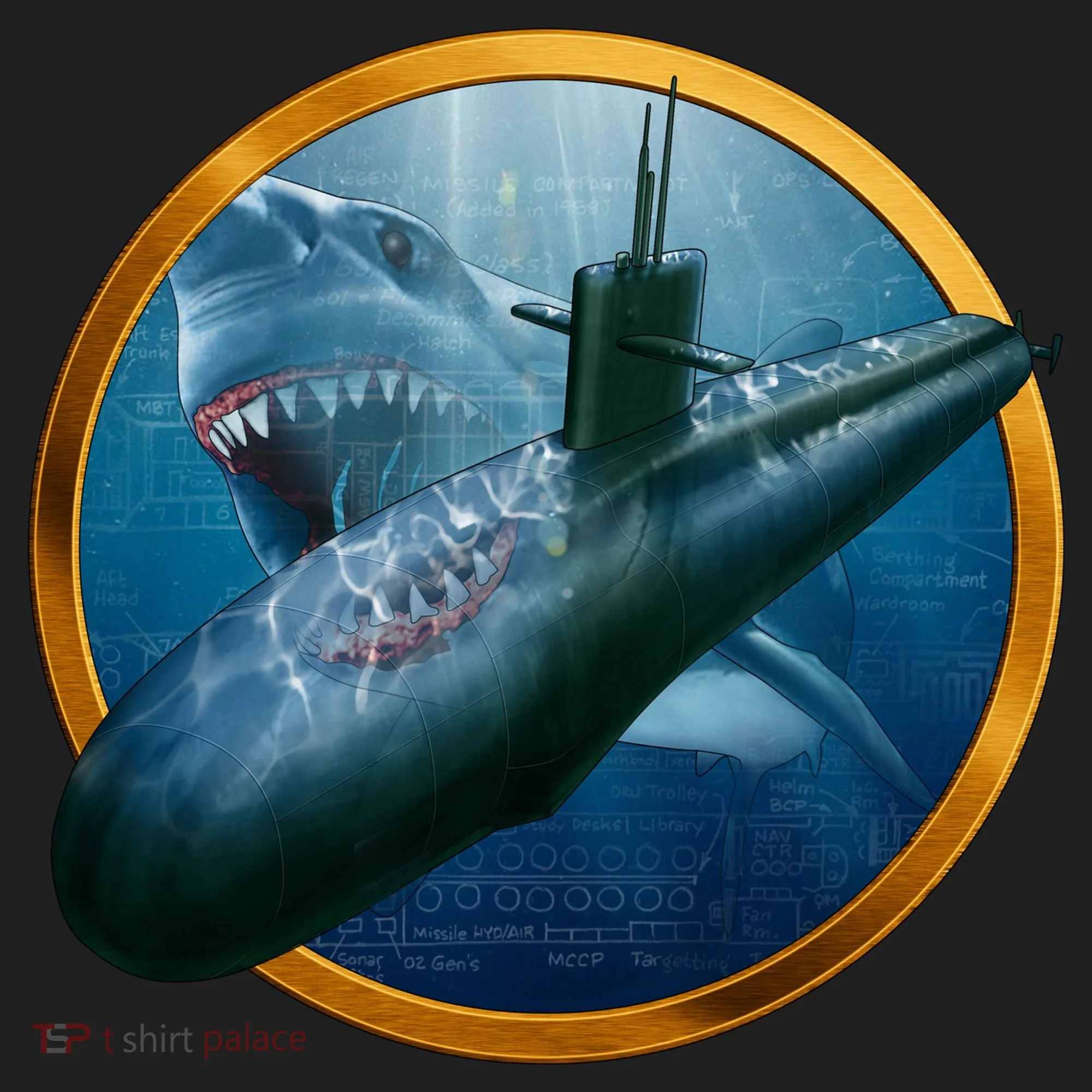 Military Submarine Shark Golf Towel
